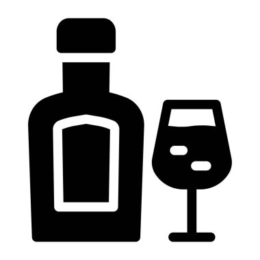 şarap cam ikonu vektör illüstrasyonu