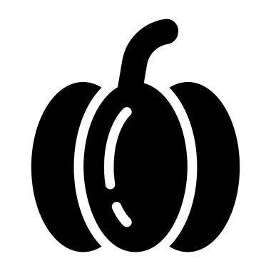 Tek bir balkabağı simgesinin siyah ve beyaz vektör çizimi