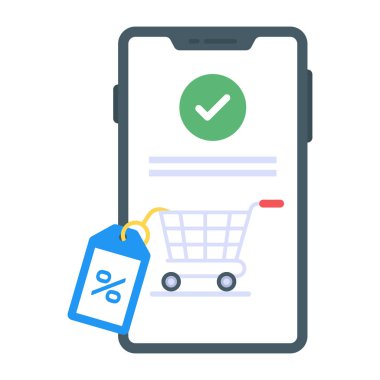 Alış veriş arabası vektör resimli akıllı telefon