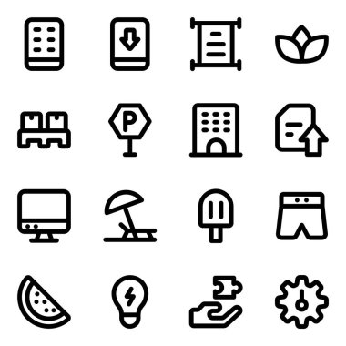 Beyaz arkaplanda modern düz vektör simgeleri kümesi 