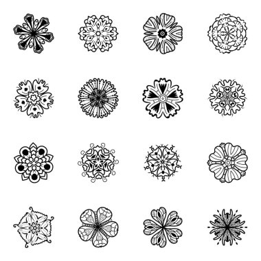Siyah ve beyaz mandala desenleri. vektör illüstrasyonu