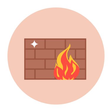 Alev ikonu vektörünü ateşle. Yanan şöminenin düz çizimi