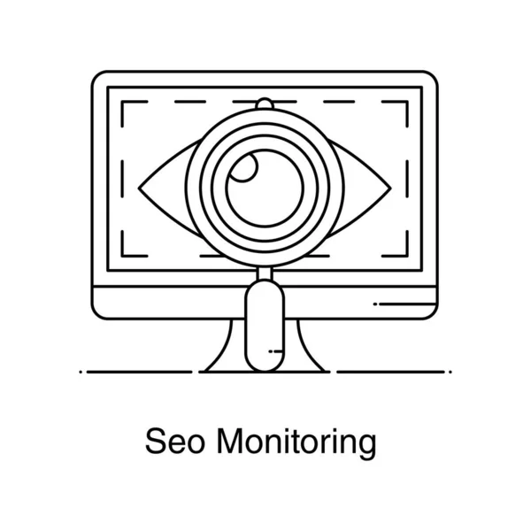 Pantalla Computadora Con Línea Visión Diseño Iconos Estilo Relleno Tecnología — Vector de stock
