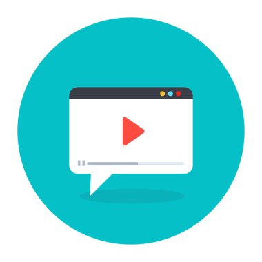 Video oynatıcı simgesi. düz dizayn. vektör illüstrasyonu