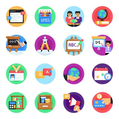 İşletme simgeleri ayarlandı. vektör illüstrasyonu