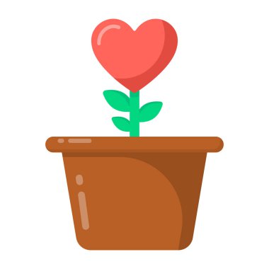 kalp dekorasyonu vektör çizimi olan saksı