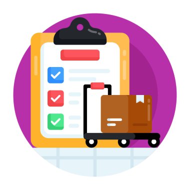 Bir çanta ve kırmızı raptiyeli alışveriş arabası. vektör illüstrasyonu