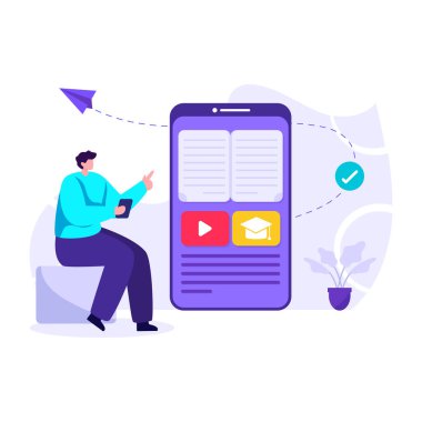 online education concept with smartphone vector illustration