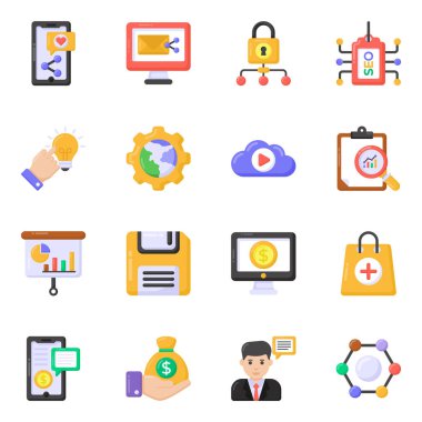 Kişisel ve ticari kullanım için düz simgeler...