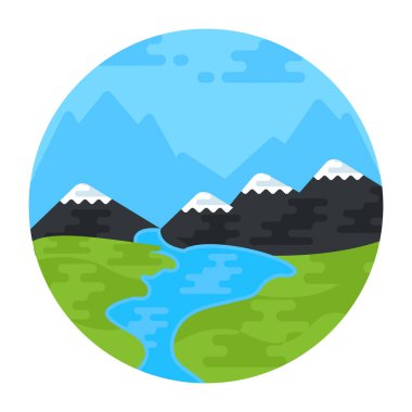 dağ nehri. Doğa manzarası. vektör illüstrasyonu