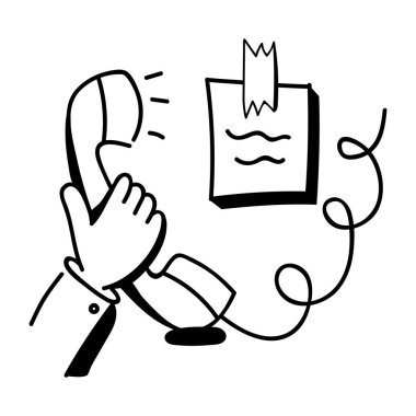 Elinde telefon olan bir adamın el çizimi.