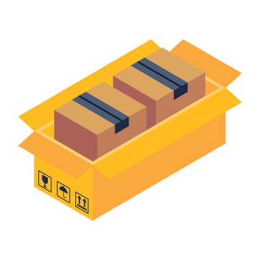 Bir kutunun izometrik vektör çizimi