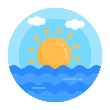 Güneş ve bulut ikonu. Düz dizayn. vektör illüstrasyonu.