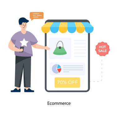 İnternetten alışveriş. düz dizayn. vektör illüstrasyonu