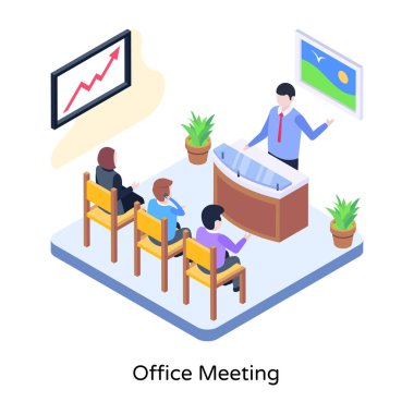isometric vector illustration of meeting 