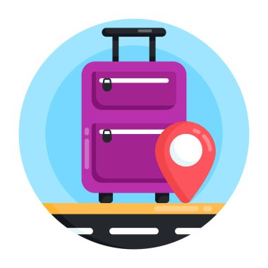 harita vektör çizimine sahip seyahat valizi