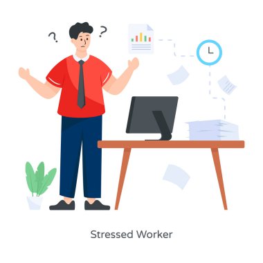 Dizüstü bilgisayarı ve kahvesi olan bir iş adamı. vektör illüstrasyonu