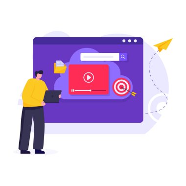 Akıllı telefon ve dizüstü bilgisayar vektör çizimi tasarımı ile çevrimiçi arama optimizasyonu