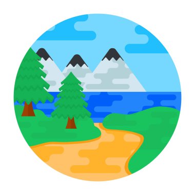 Dağları ve ağaçları olan toprak gezegeni vektör çizim tasarımı