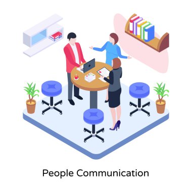 Ofiste çalışan iş adamları. izometrik düz vektör çizimi.