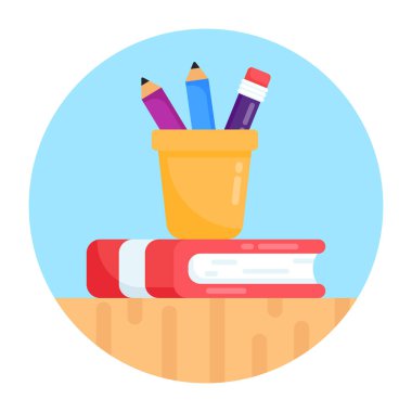 okul malzemeleri ve kalem vektör illüstrasyon grafik tasarımı