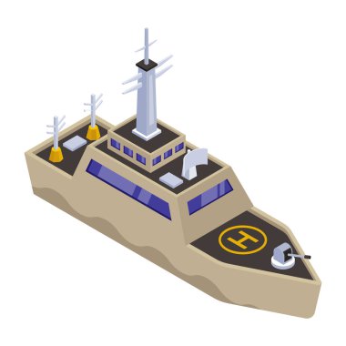 Askeri geminin izometrik çizimi  