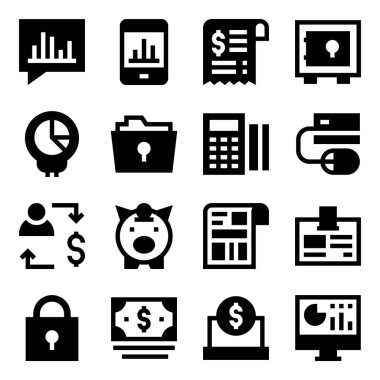 iş ve finans simgeleri web ve mobil için ayarlandı.