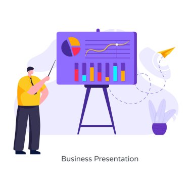 iş sunumu, düz tasarım konsepti, vektör illüstrasyonu