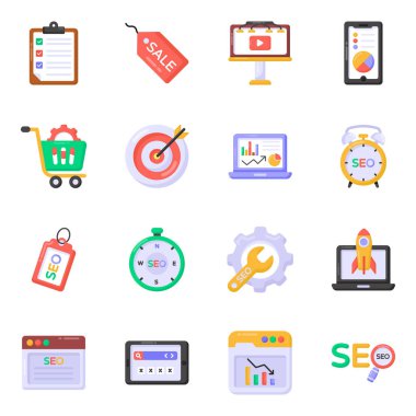 iş simgeleri kümesi, vektör illüstrasyonu