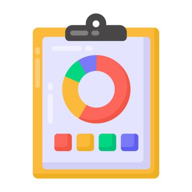 Veri teknolojisi ve istatistiklerin iş konsepti düz simgesi, vektör illüstrasyonu