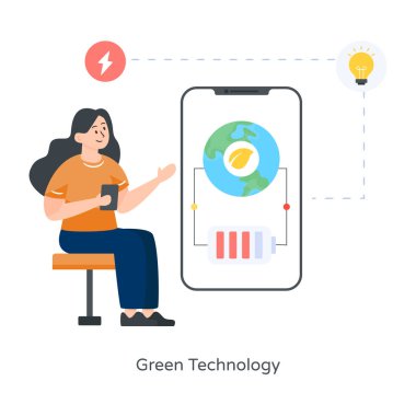 Yeşil teknoloji düz stil. vektör illüstrasyonu