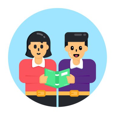 couple with book  vector illustration design