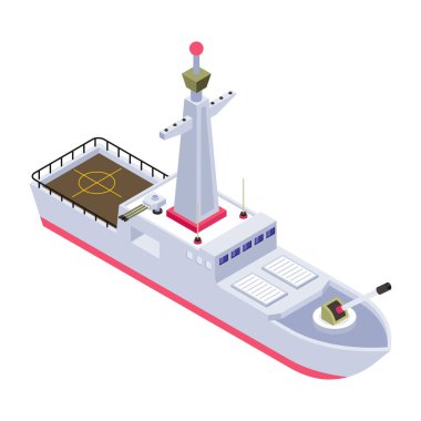 Gemisi olan izometrik deniz feneri. vektör illüstrasyonu