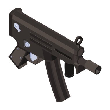 Bir tabancanın siyah beyaz görüntüsünün vektör çizimi