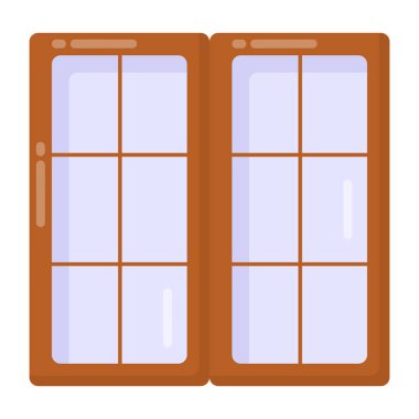 Ahşap pencere simgesi. beyaz arkaplanda izole edilmiş web tasarımı için kostüm vektör simgelerinin karikatürü