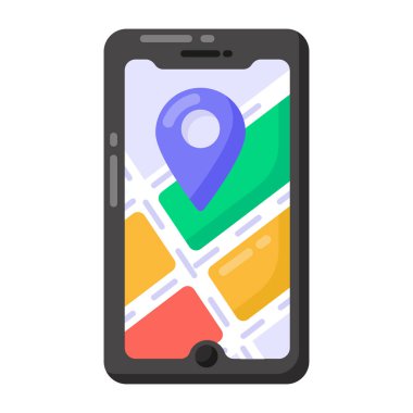 GPS navigasyon vektör çizimine sahip akıllı telefon