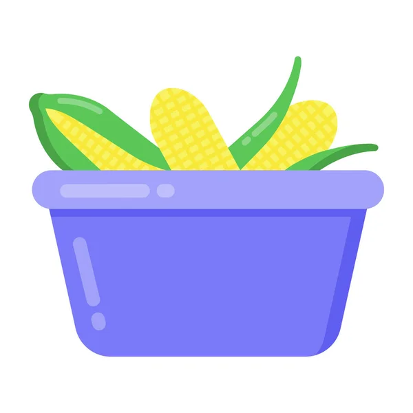 Fresh Corn Basket Vector Illustration Design - Stok Vektor