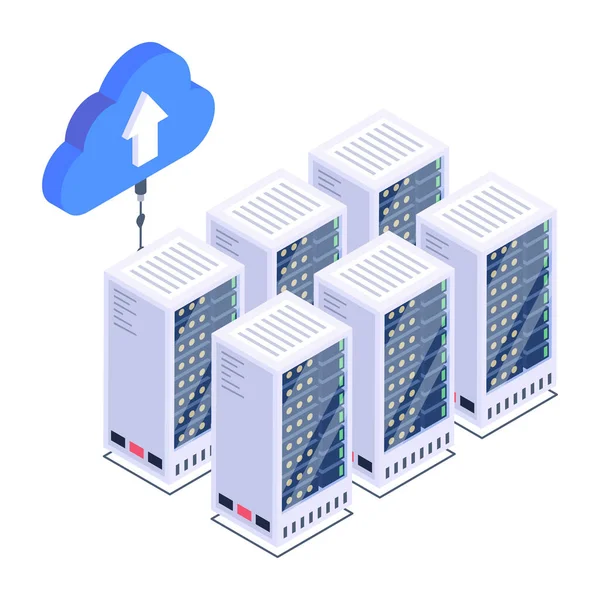 Illustrazione Del Server Cloud Computing Del Vettore Archiviazione Dati — Vettoriale Stock