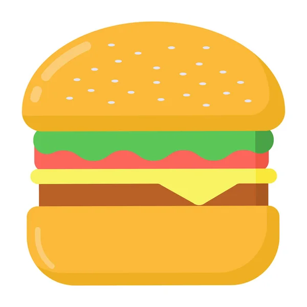 Hamburger Ikone Fast Food Symbol Vektorillustration — Stockvektor