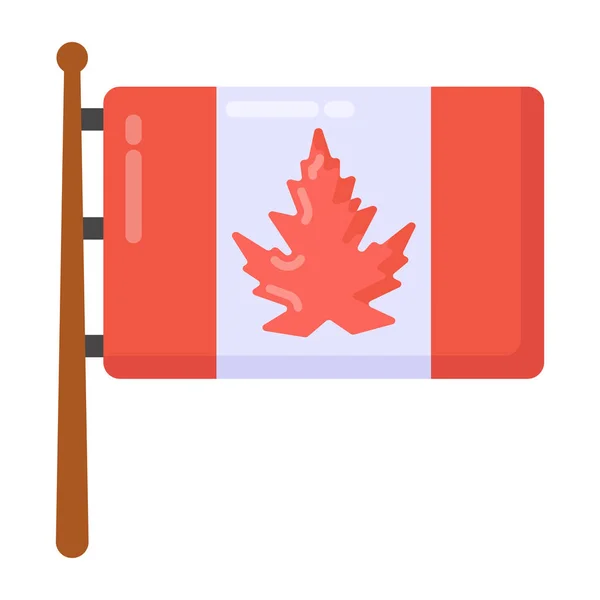 Canada Flagga Ikon Platt Cirkel Vektor Illustration — Stock vektor