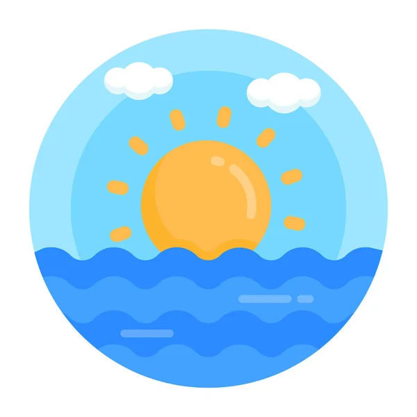 Sun Clouds Icon Flat Design Style Vector Illustration — Stock Vector