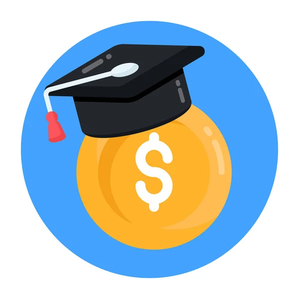 Graduatie Hoed Met Dollar Symbool Geld Vector Illustratie — Stockvector