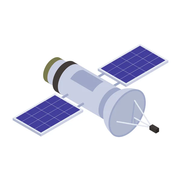 Icoana Sistemului Solar Izometric Simbol Vector Prin Satelit Pentru Web — Vector de stoc