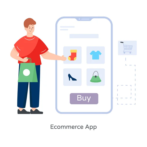 Man Bag Text Shopping Online — Stock Vector