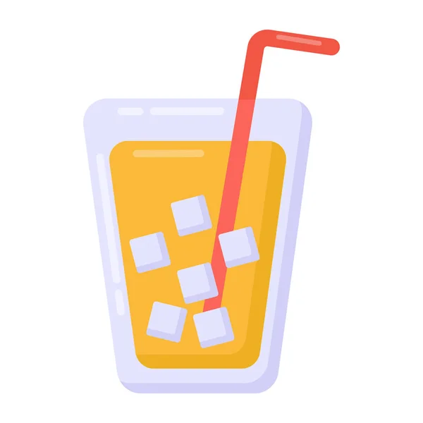 Verre Jus Avec Illustration Vectorielle Paille Crème Glacée — Image vectorielle