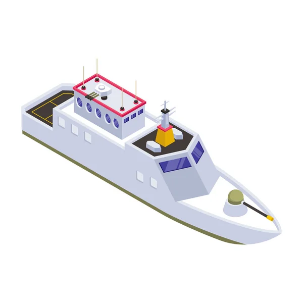 Isometric Ship River Vector Illustration — Stock Vector