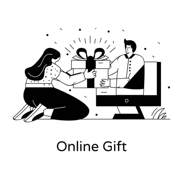 Vector Illustration Online Gift — Stock Vector