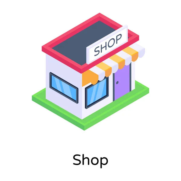 Shop Building Isometric Vector Icon — Stock Vector