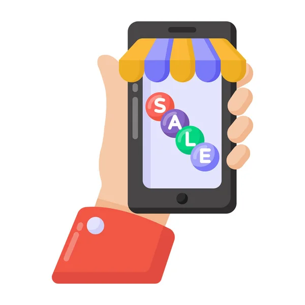 Smartphone Com Saco Compras Ilustração Vetor Telefone Móvel — Vetor de Stock