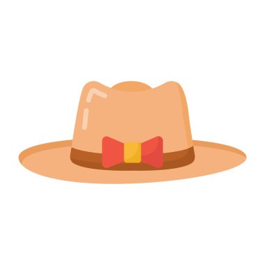 Şapka ikonu. Web tasarımı için kovboy vektör sembolünün düz çizimi